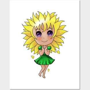 Sunflower Chibi Girl Posters and Art